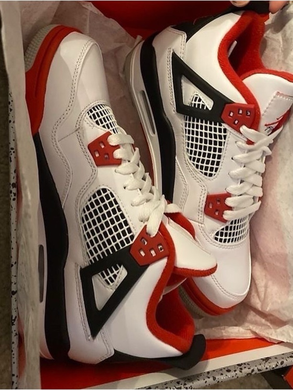Jordan Retro Basketball Sneakers in White, Red & Black